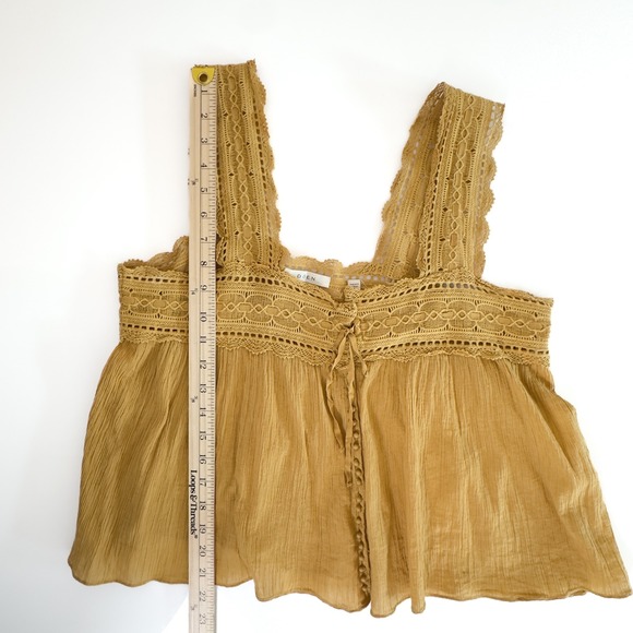 DÔEN Vera Golden Cotton Lace Tank Hand-Feel Texture, Soft Prairie Silhouette - L - Picture 3 of 8